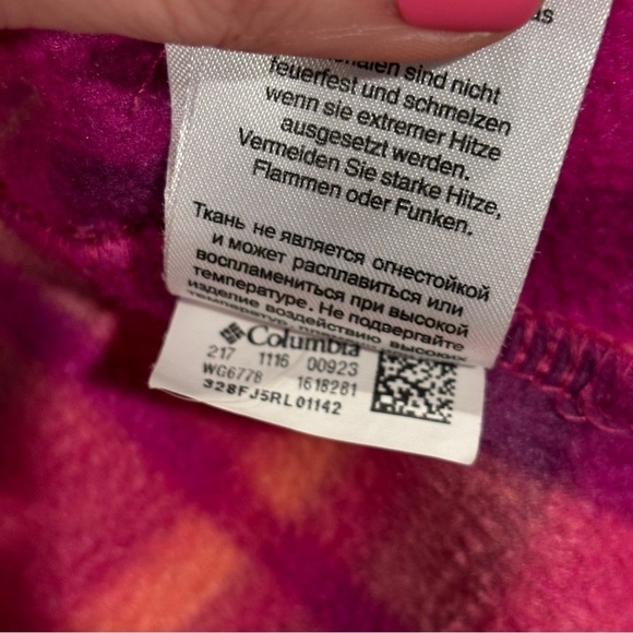 Columbia Girls Benton Springs™ Fleece jacket Pink & Orange plaid medium 10/12 - Picture 8 of 11